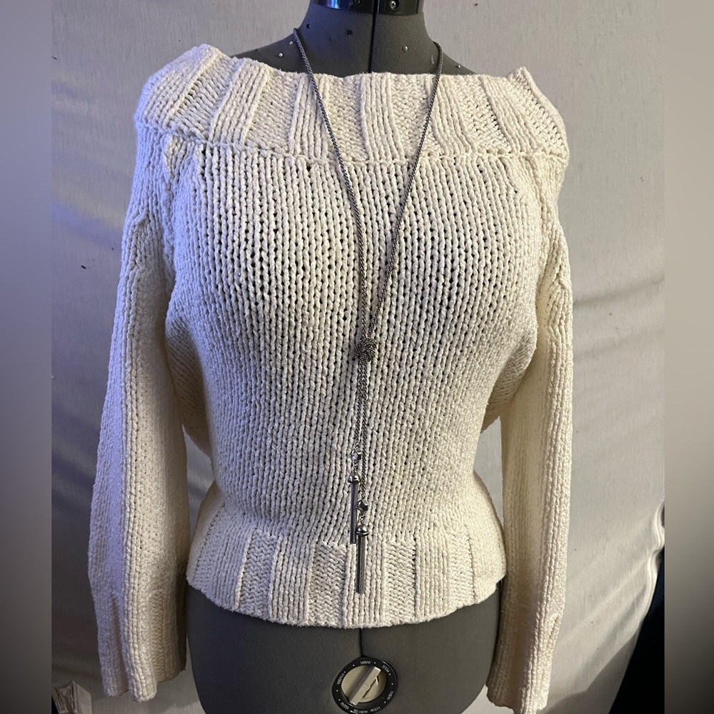 Free People Off-White Cowl Neck Sweater